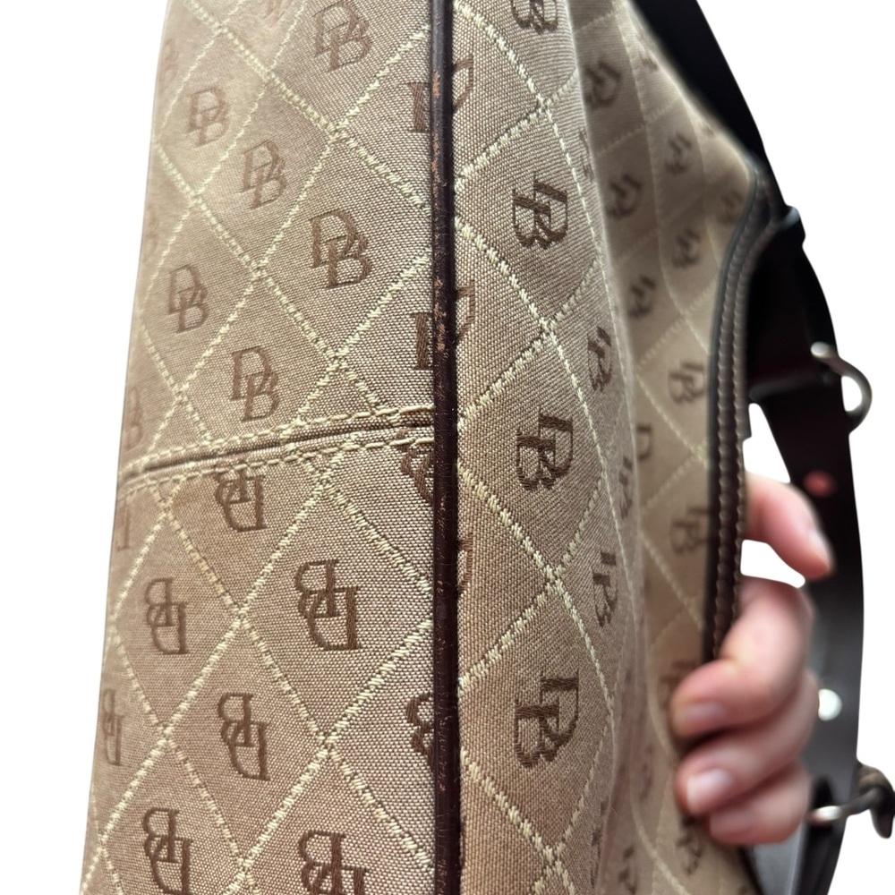 Dooney & Bourke Tan and Brown Monogram Shoulder Bag - Picture 6 of 16
